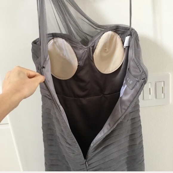 Amsale One-Shoulder Draped Tulle Mermaid Gown 4 - Picture 7 of 15